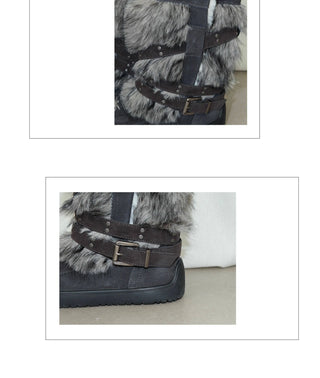 fur buckle boots