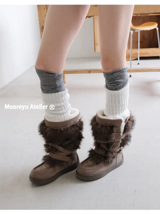 fur buckle boots