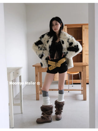fur buckle boots