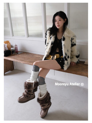 fur buckle boots