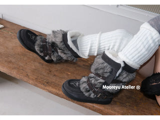 fur buckle boots