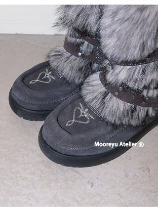 fur buckle boots