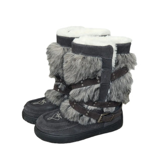fur buckle boots