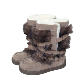 fur buckle boots