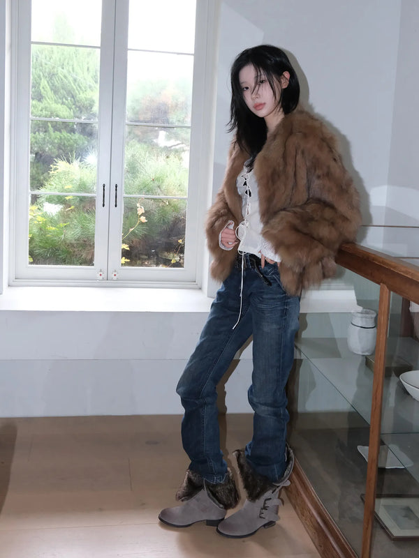 pointed fur boots