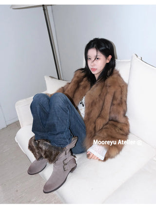pointed fur boots