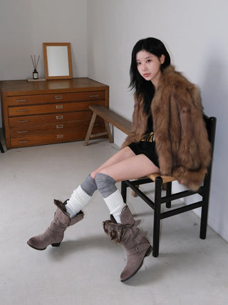 pointed fur boots
