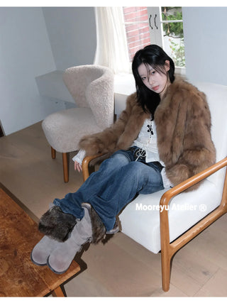 pointed fur boots