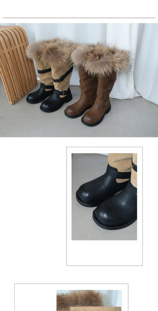 furry belt boots