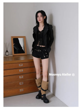 furry belt boots