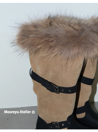 furry belt boots