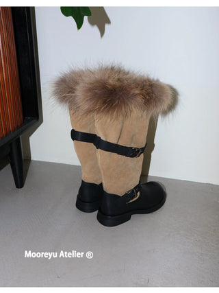 furry belt boots