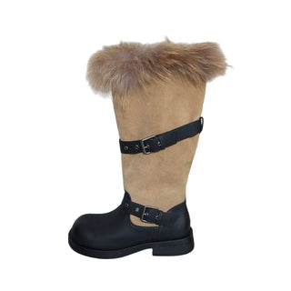 furry belt boots