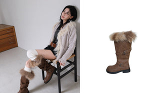furry belt boots
