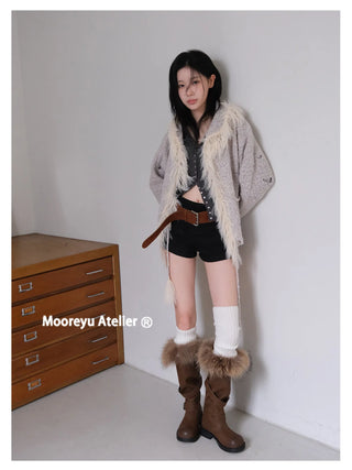 furry belt boots