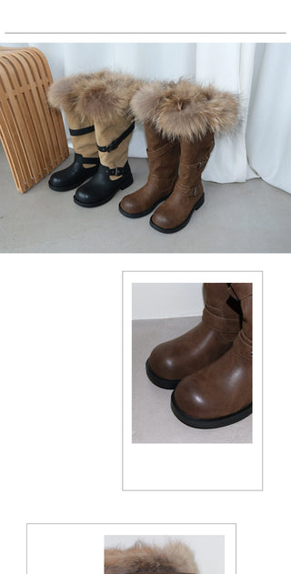 furry belt boots