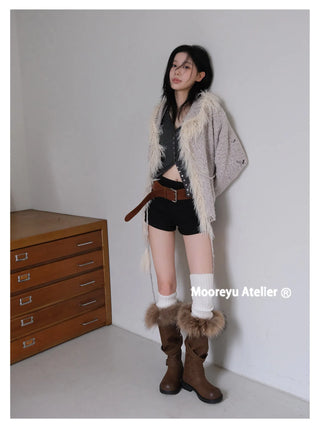 furry belt boots
