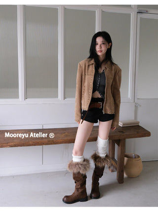 furry belt boots