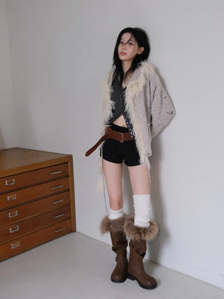 furry belt boots