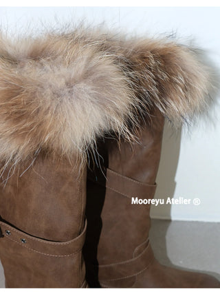 furry belt boots
