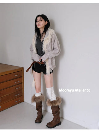 furry belt boots