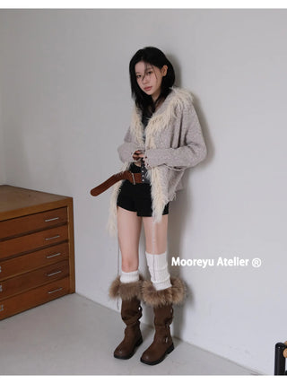 furry belt boots