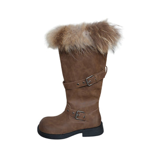 furry belt boots