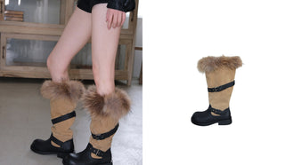 furry belt boots