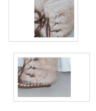 flat fur boots