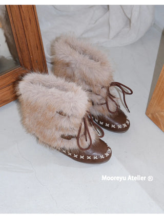 flat fur boots
