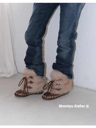 flat fur boots