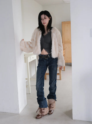 flat fur boots