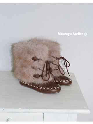 flat fur boots