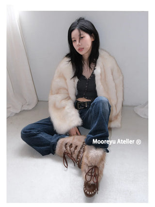 flat fur boots