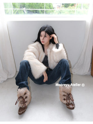 flat fur boots