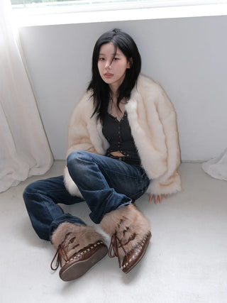flat fur boots