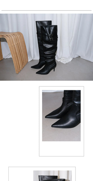 pleated stiletto boots