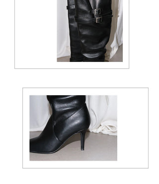 pleated stiletto boots