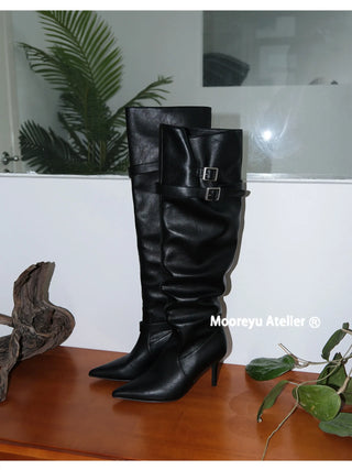 pleated stiletto boots
