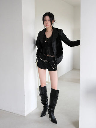 pleated stiletto boots