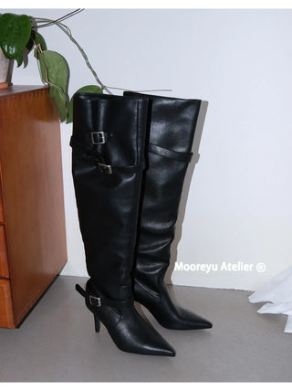 pleated stiletto boots