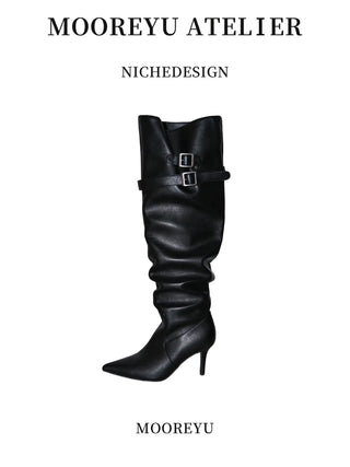 pleated stiletto boots