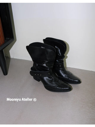 pleated ankle boots