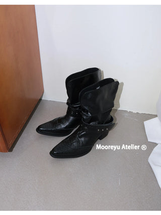 pleated ankle boots