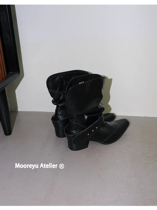 pleated ankle boots
