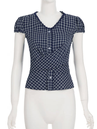 plaid lace blouse