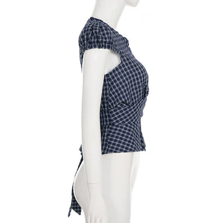 plaid lace blouse