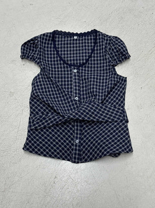 plaid lace blouse