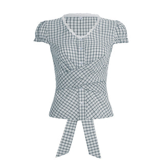 plaid lace blouse