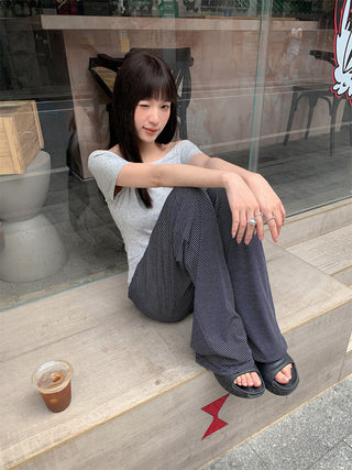 striped casual pants